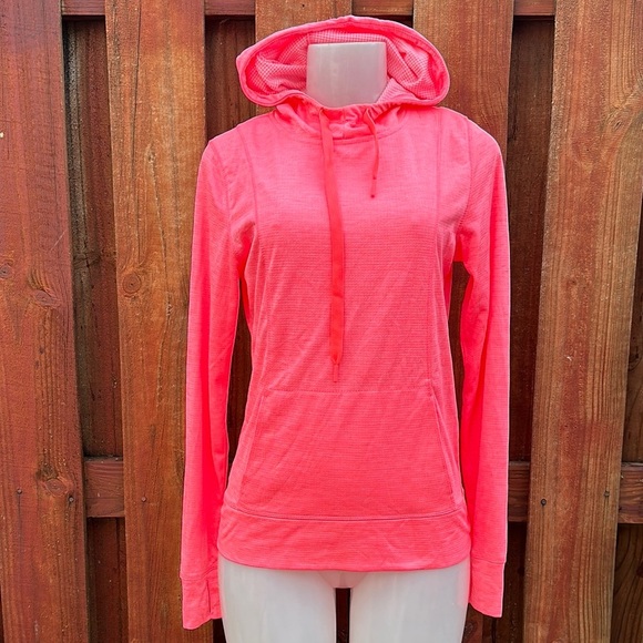 Avia Tops - Avia Heathered Neon Pink Cowl Neck Activewear Pullover Hoodie Thumbholes Size M